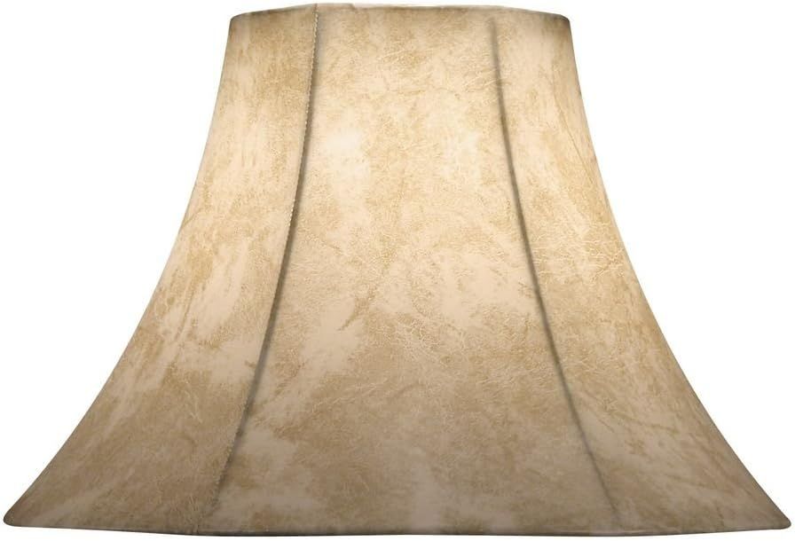 Beige Faux-Leather Bell Lamp Shade with Spider Assembly