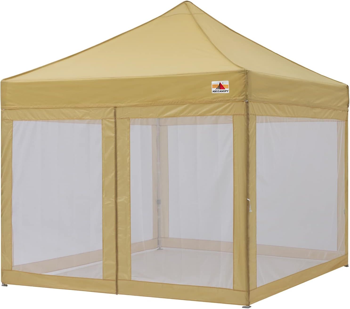 Beige 10x10 Pop Up Canopy Tent with Mesh Walls