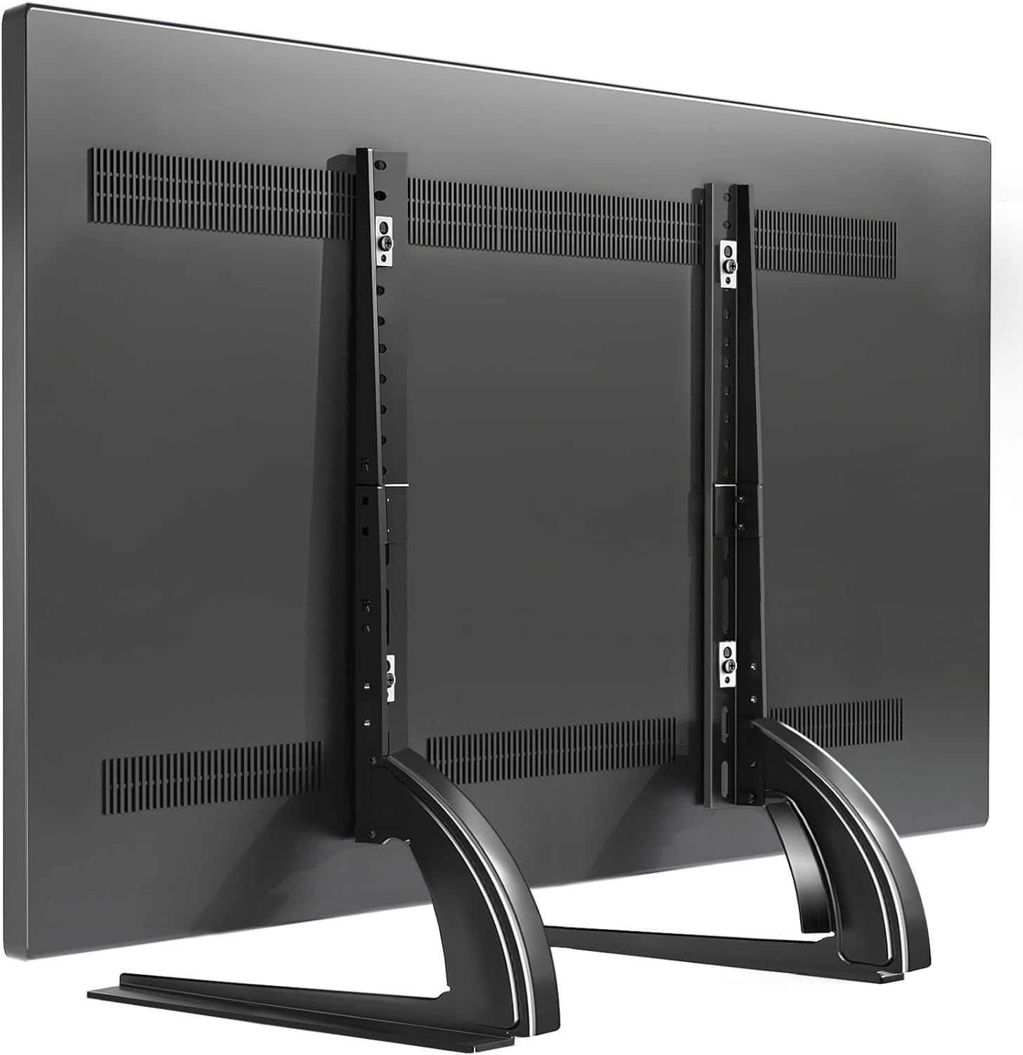 Adjustable Black Steel Table Top TV Stand with Riser