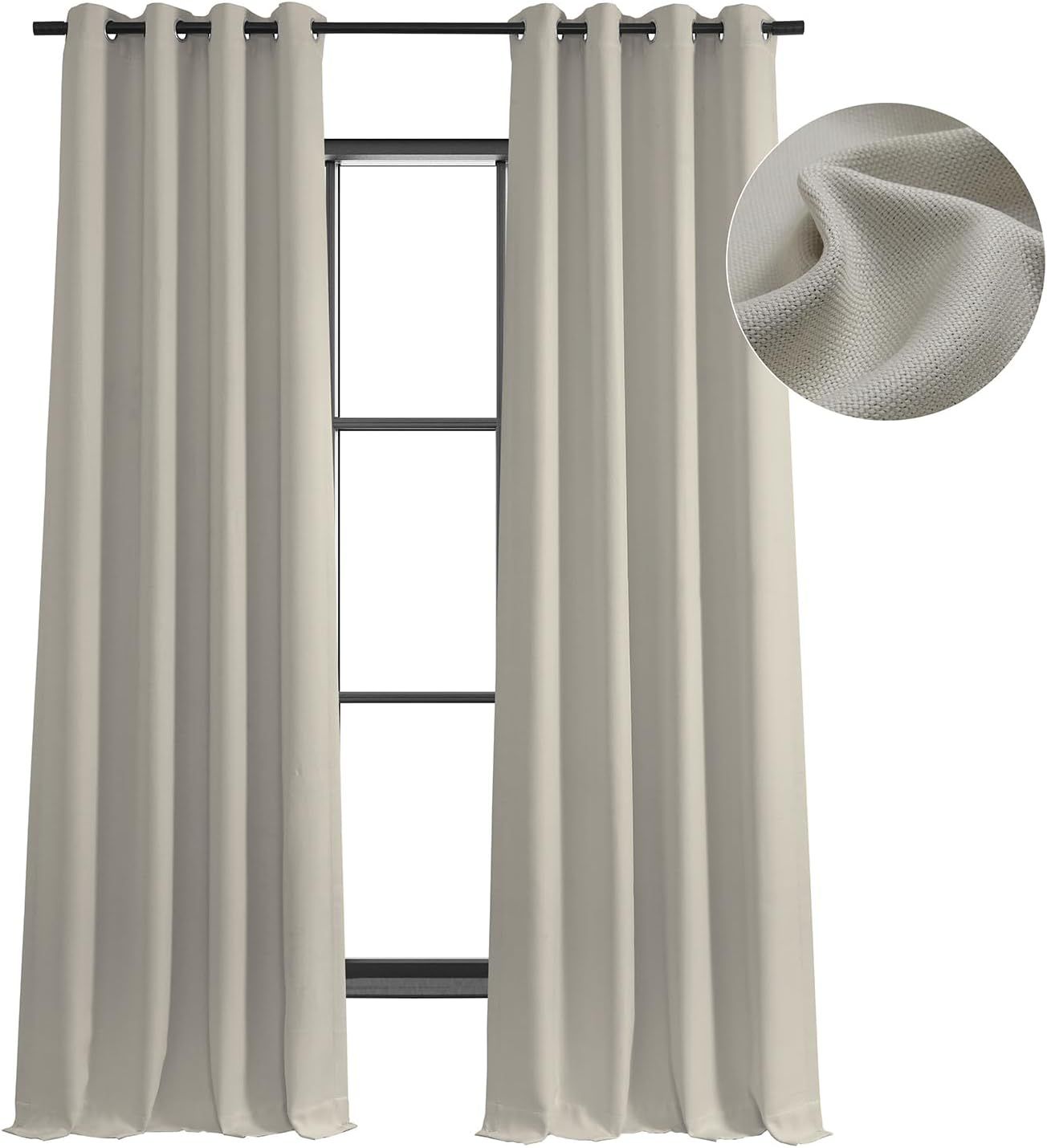 Birch Faux Linen Grommet Blackout Curtains 84 Inches Long