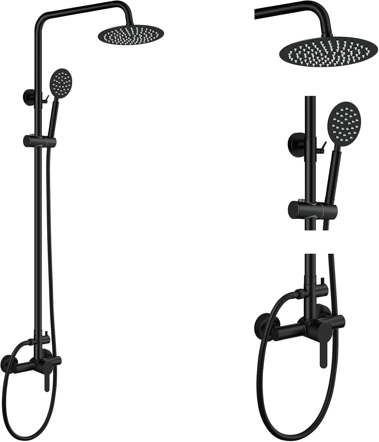 Matte Black Adjustable Stainless Steel Dual Shower Head Set