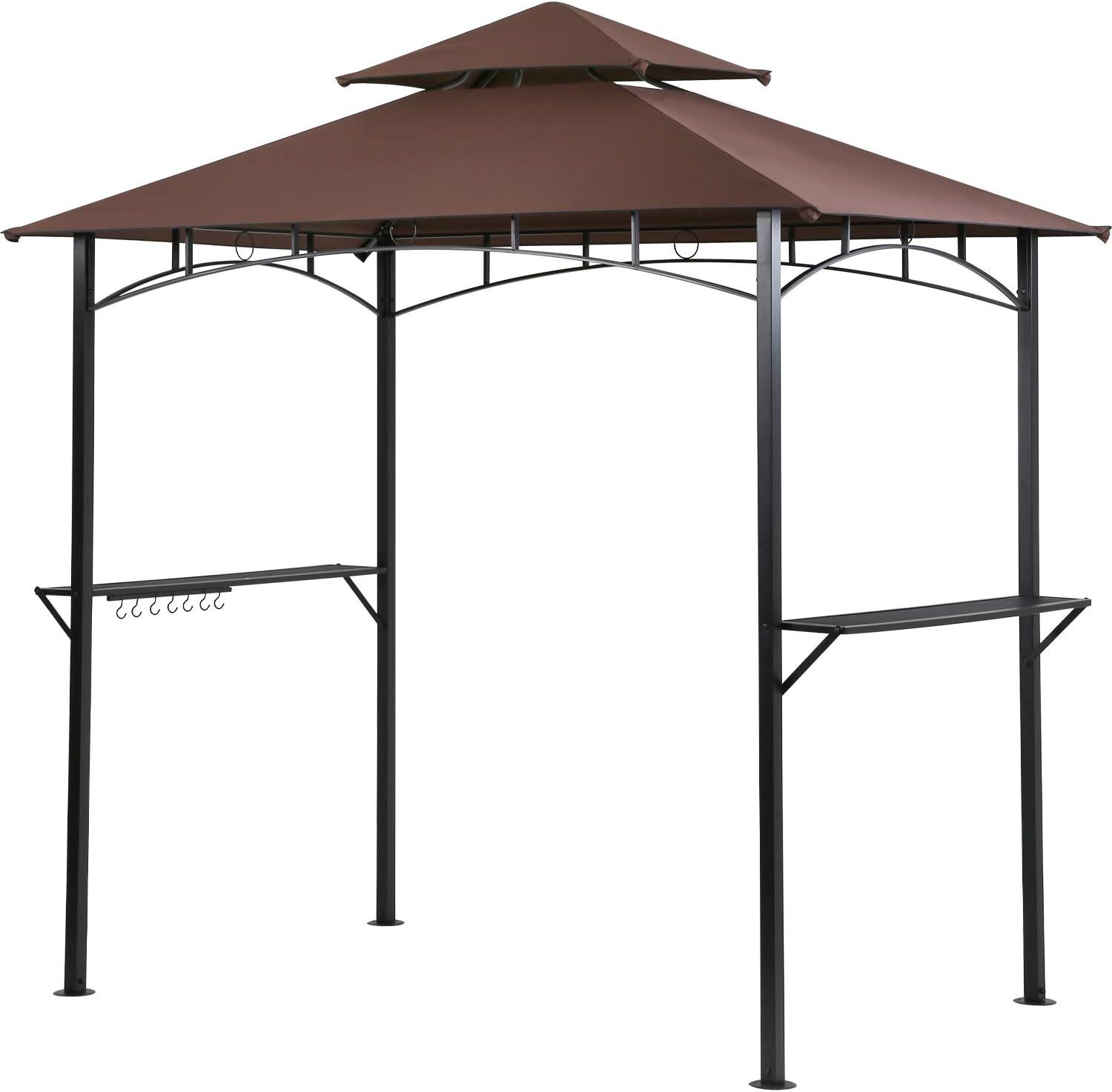 8' x 5' Brown Steel Grill Gazebo with Double Vented Roof