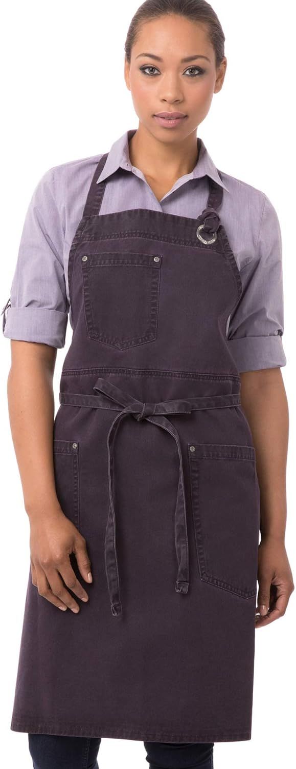 Eggplant Cotton Unisex Dorset Bib Apron