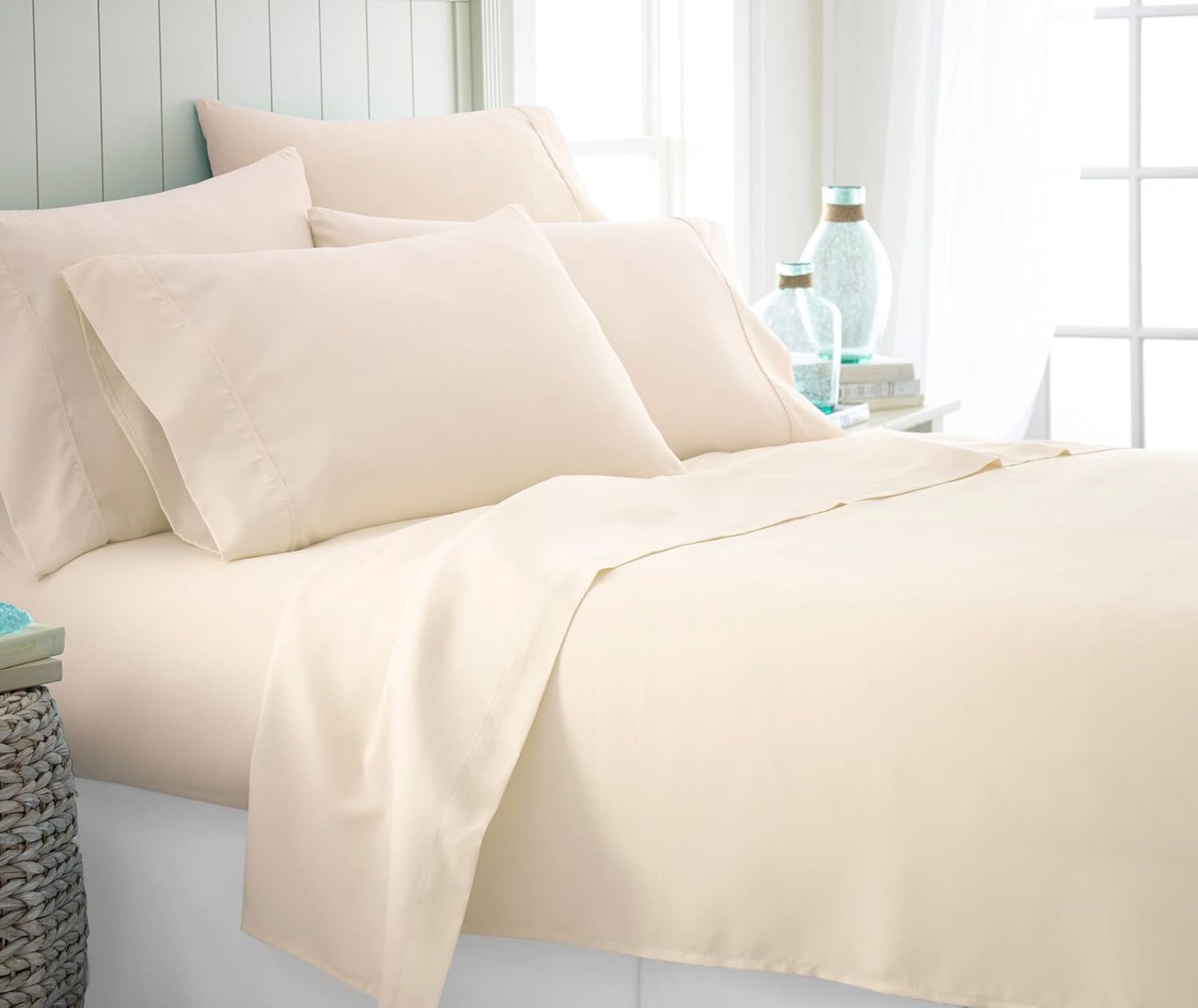 Ivory Twin Deep Pocket Microfiber Bed Sheet Set