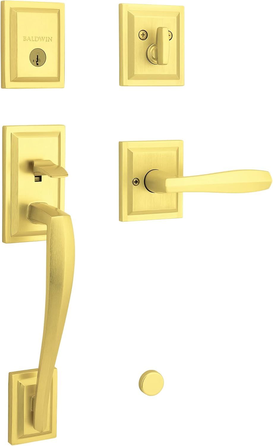 Torrey Pines Satin Brass Single-Cylinder Deadbolt Entry Door Handleset