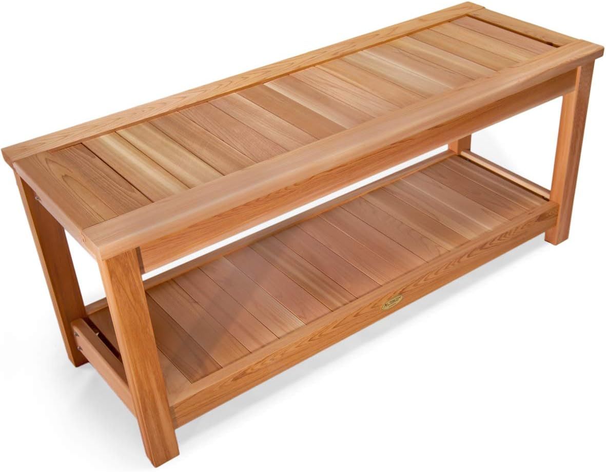 Western Red Cedar 44" Sauna Bench with Storage Shelf