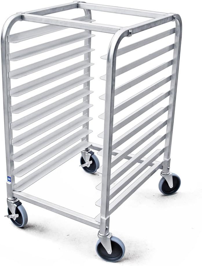 Commercial Aluminum 10-Tier Sheet Pan Rack with Brake Wheels