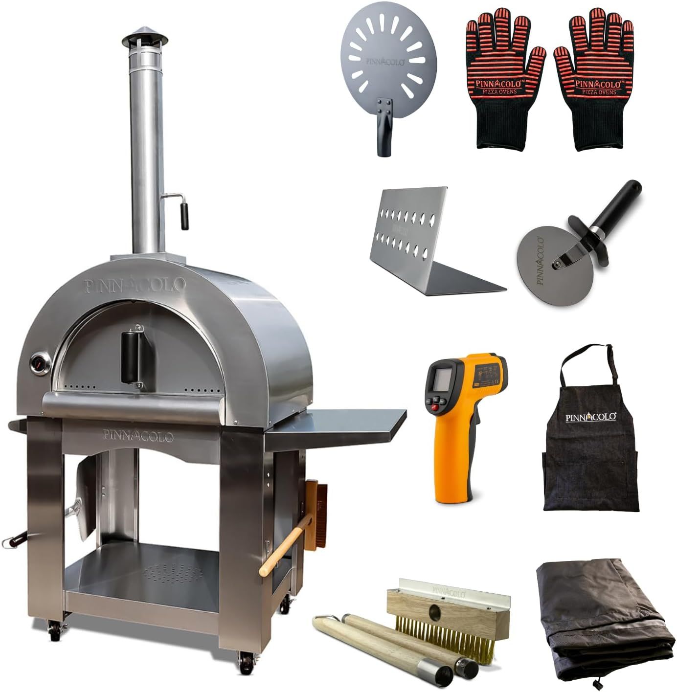 PREMIO Stainless Steel Wood-Fired Outdoor Pizza Oven with Accessories