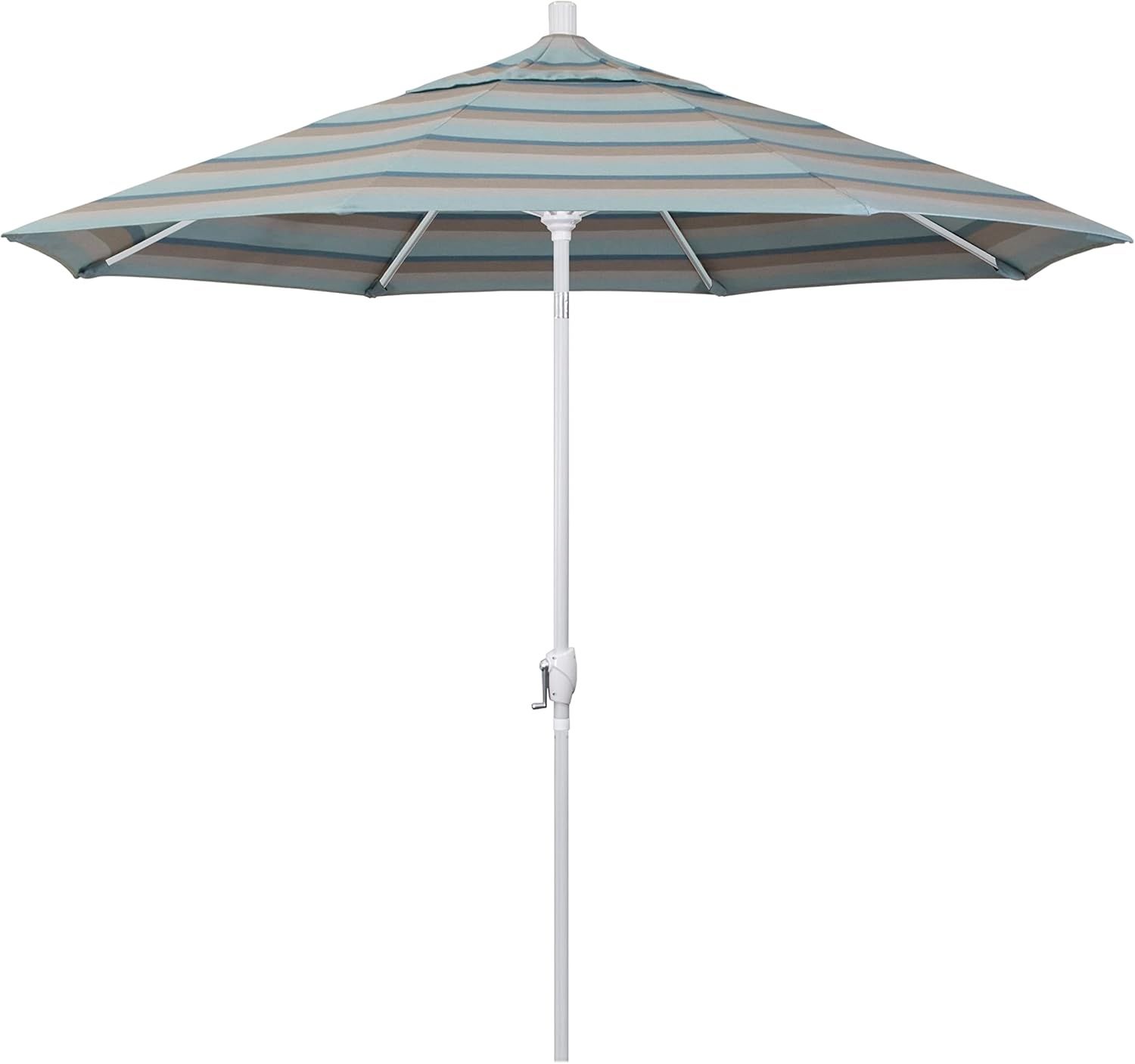 9 ft. Gateway Mist Striped Aluminum Market Patio Umbrella with Crank Lift and Tilt