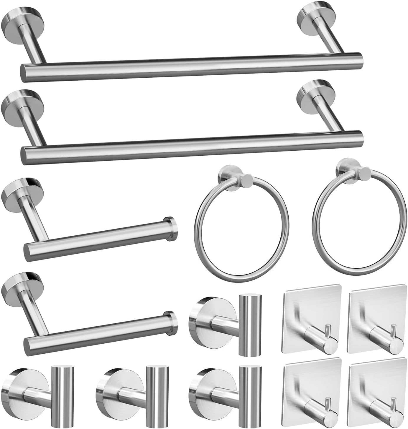 Brushed Nickel Stainless Steel 14-Piece Bathroom Hardware Set