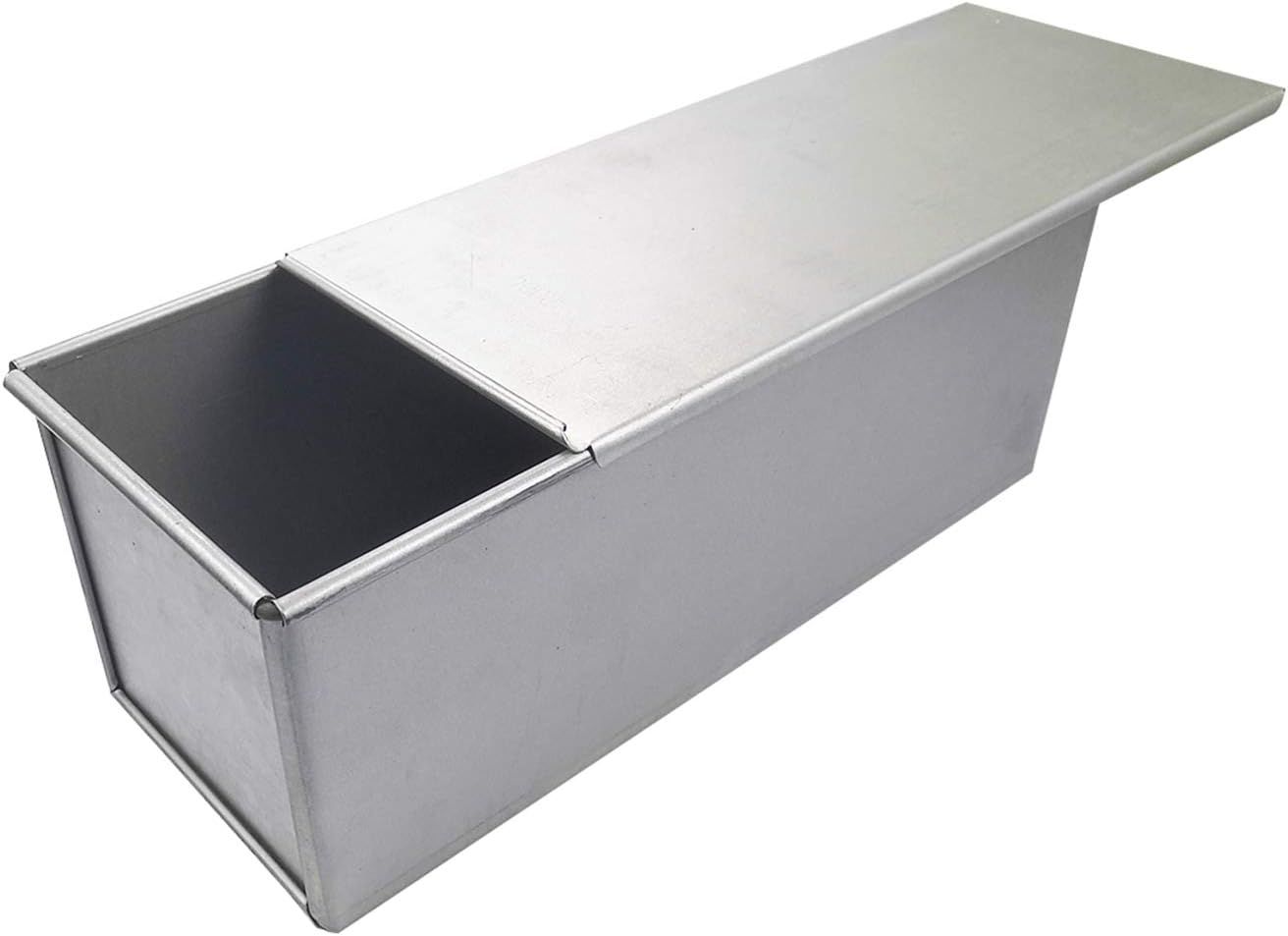 Rectangular Silver Aluminum Non-Stick Loaf Pan with Lid