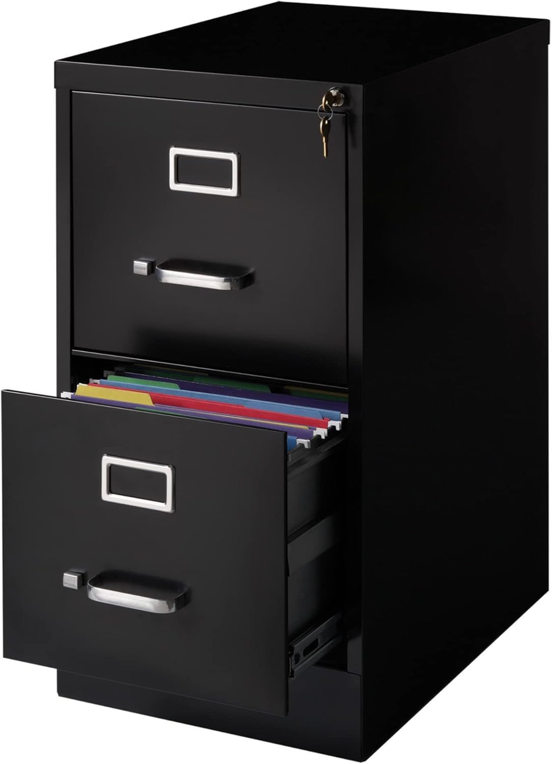 Black 2-Drawer Vertical Steel Lockable File Cabinet