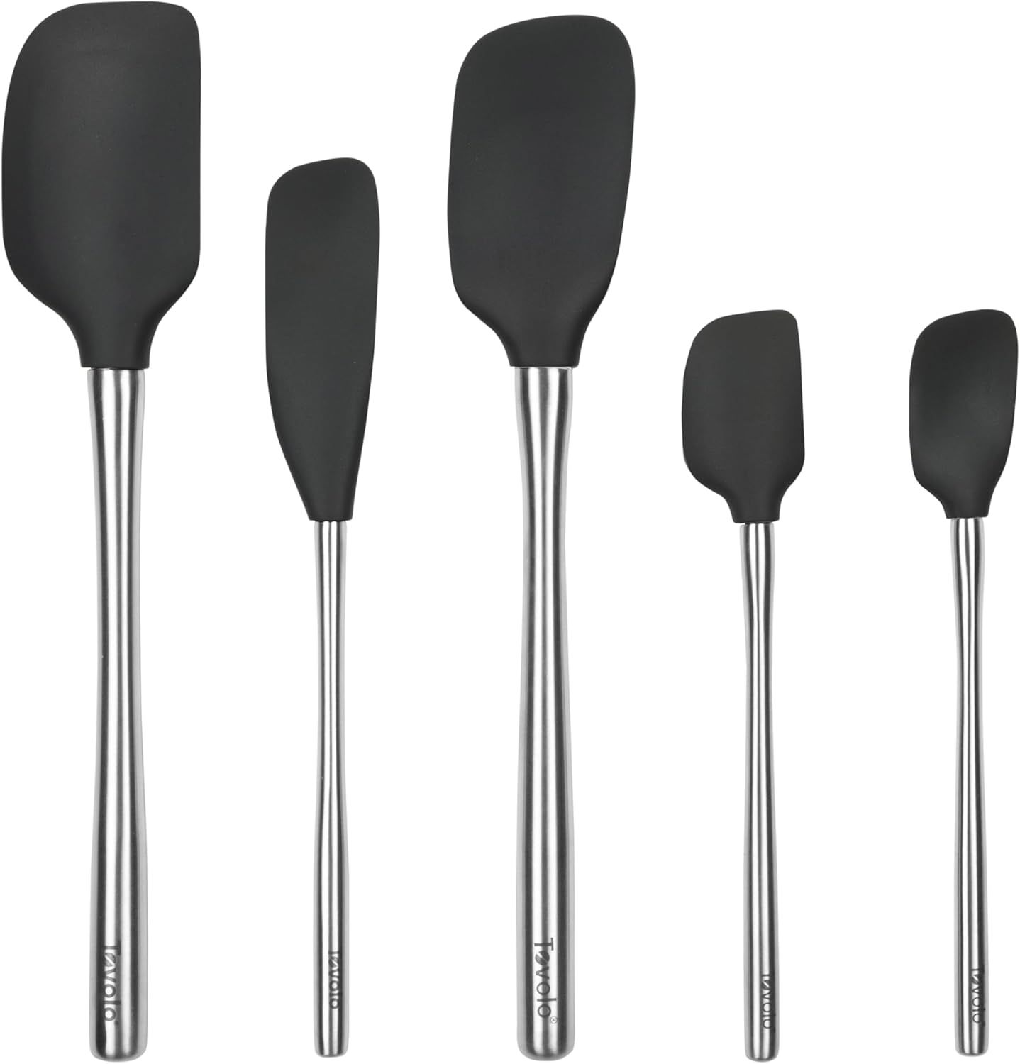 Black Silicone and Stainless Steel 5-Piece Spatula Set