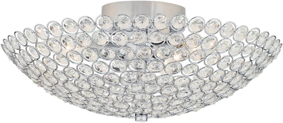 Geneva 13'' Crystal Bowl Ceiling Light with Chrome Accents