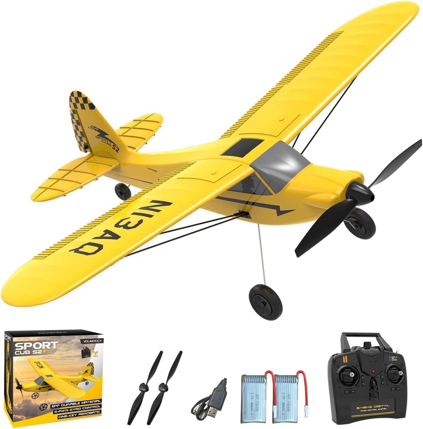 Yellow 3CH Remote Control Airplane with Gyroscope and 2.4 GHz