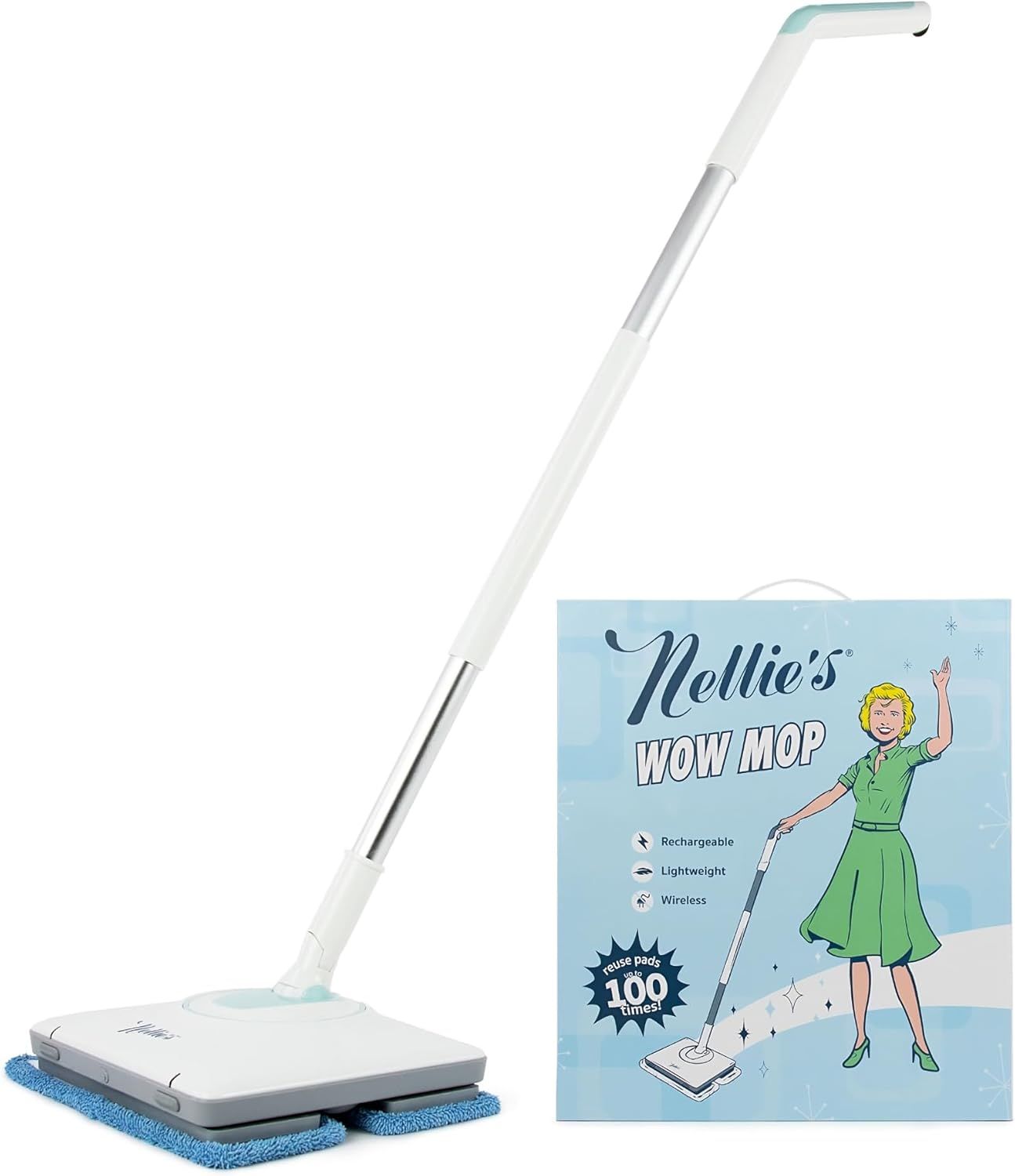 Nellie's Lightweight Cordless Rechargeable WOW Mop