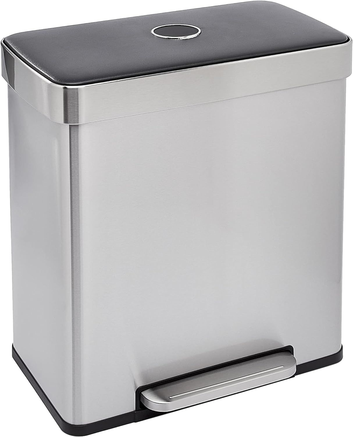 60 Liter Silver Stainless Steel Dual Compartment Trash Can