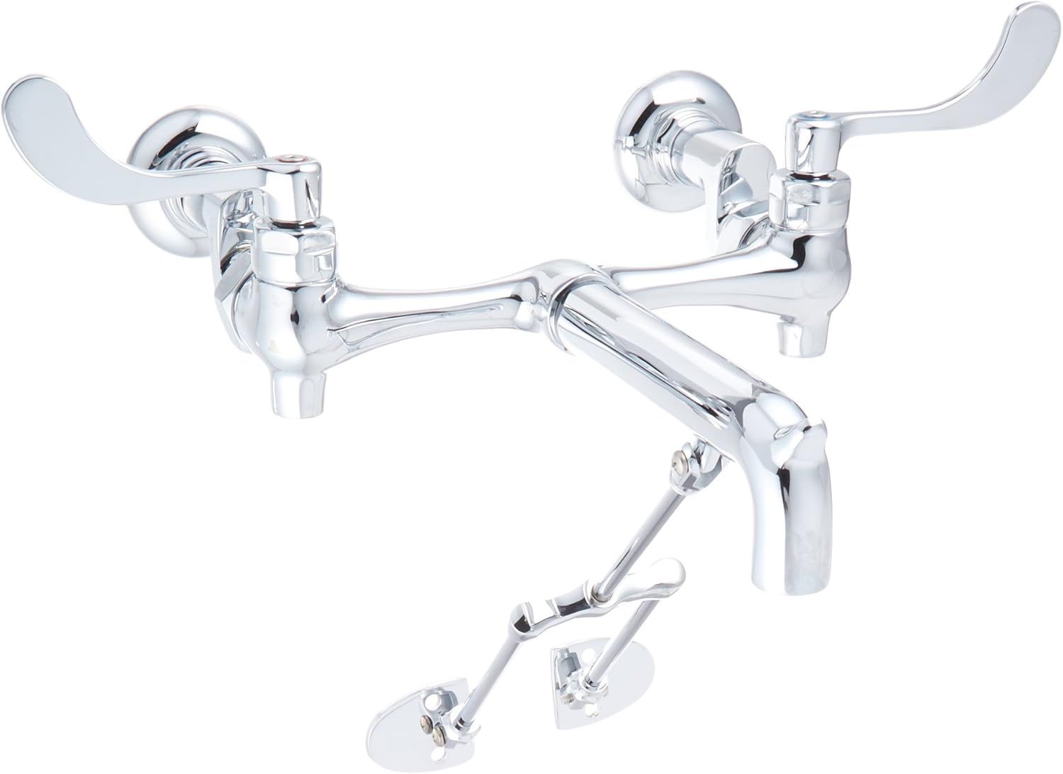 Chrome Wall-Mounted Service Sink Faucet with Wristblade Handles