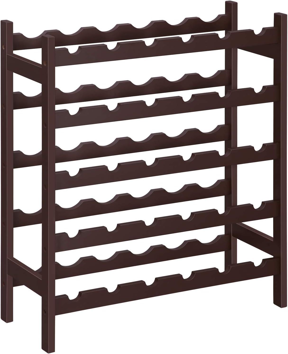 Espresso Bamboo 5-Tier 30-Bottle Freestanding Wine Rack