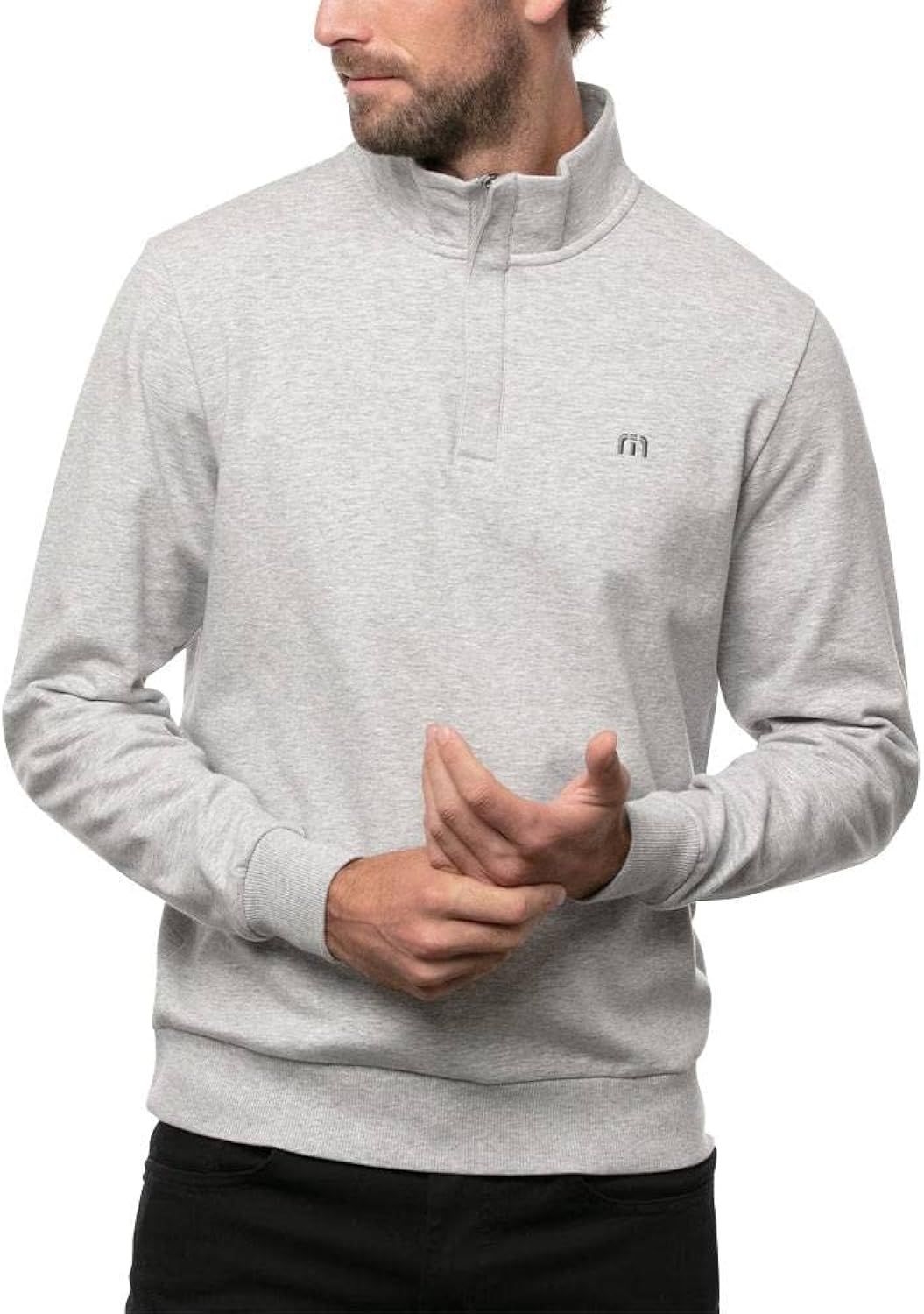 Men's XXL Heather Light Grey High Neck Fleece Zip T-Shirt