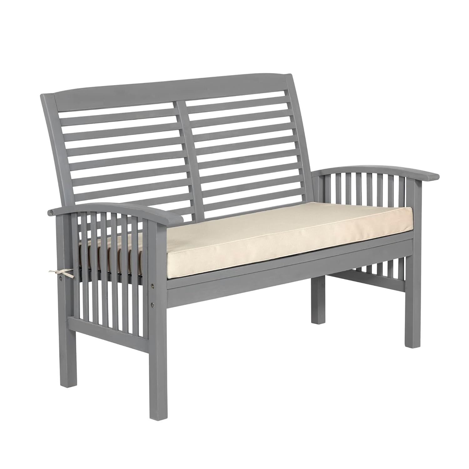Grey Wash Acacia Wood Outdoor Loveseat with Cushions