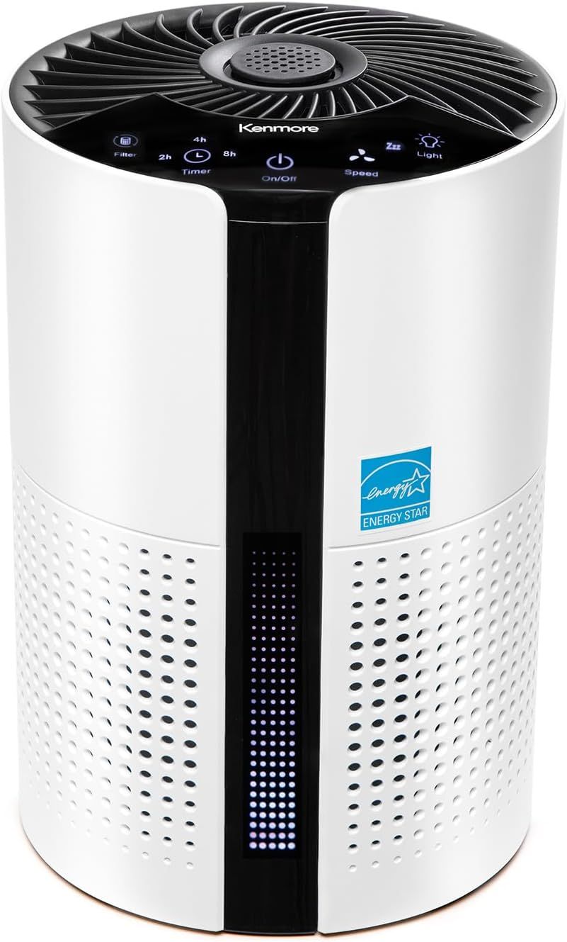 Kenmore White and Black HEPA Air Purifier with Touch Screen