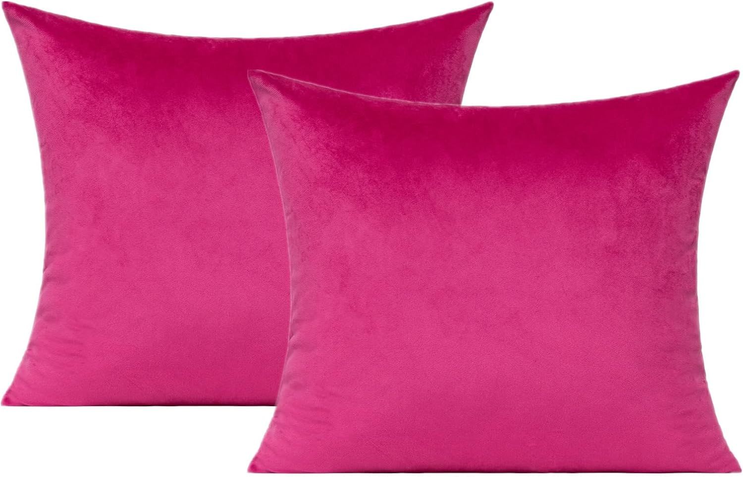 Hot Pink Velvet Euro Throw Pillow Covers Set of 2