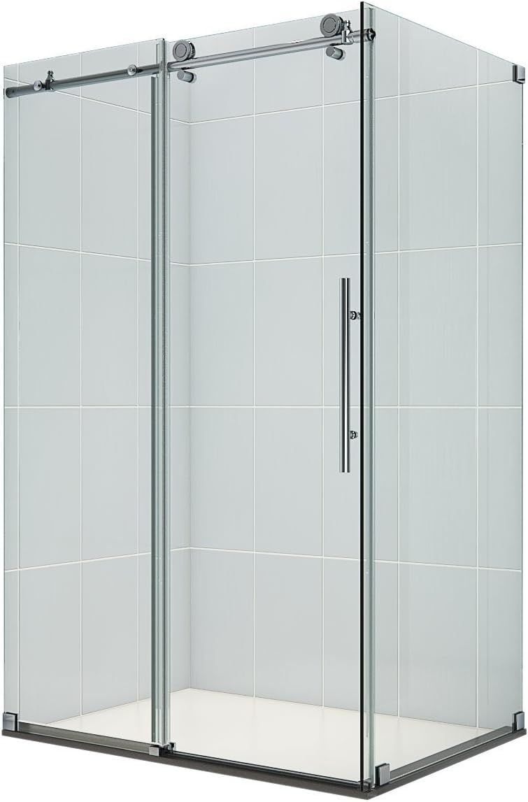 Polished Stainless Steel Frameless Sliding Shower Enclosure