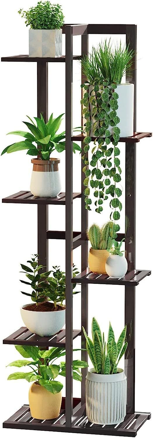 47-Inch Tall Brown Bamboo 6-Tier Plant Stand