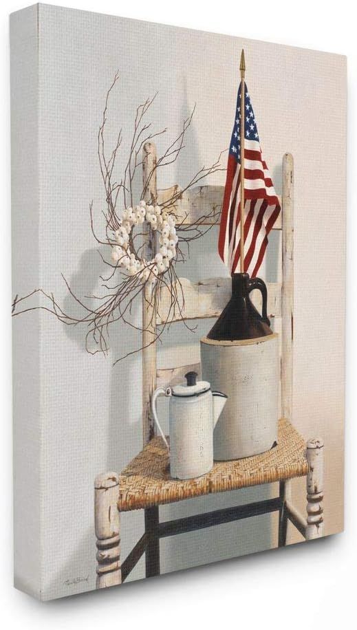 Vintage Rustic American Flag Canvas Wall Art, 16x20