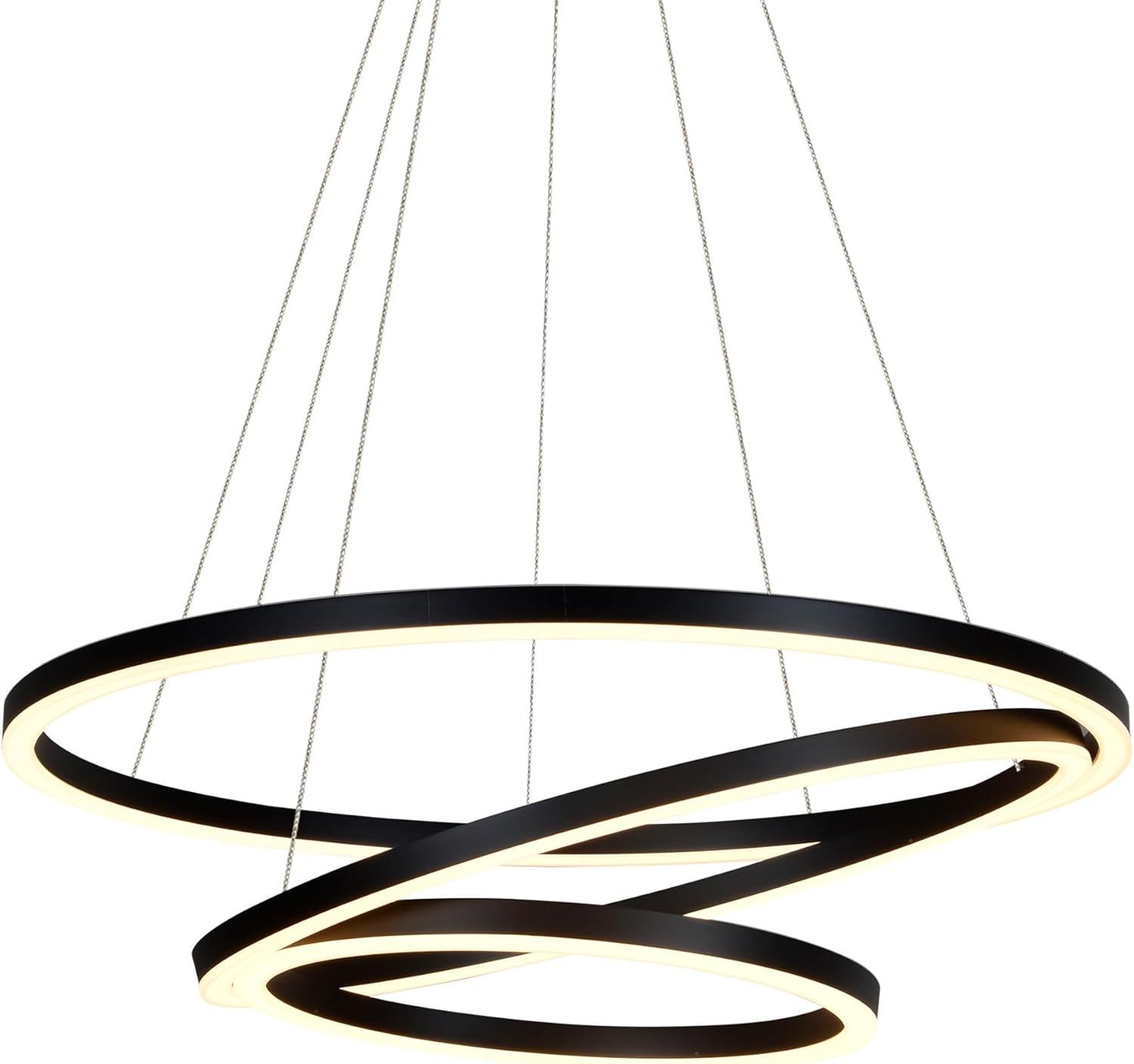 Tania Trio 32" Black Modern Adjustable Circular LED Chandelier