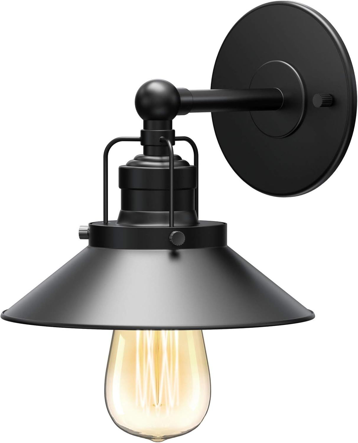 Matte Black Metal Cone Shade Single Sconce