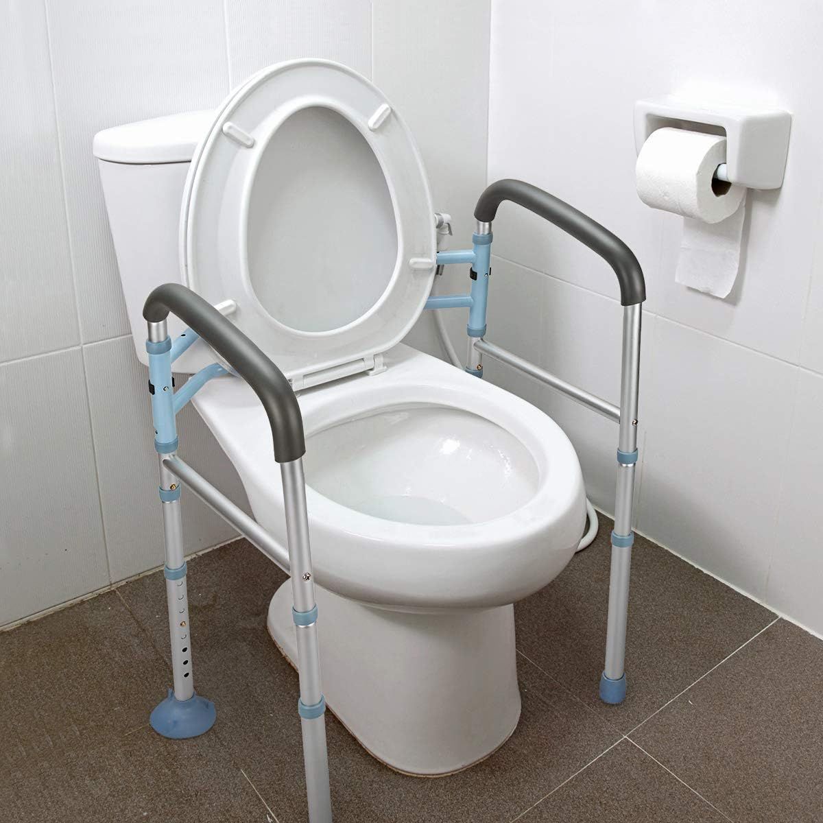 Adjustable Aluminum Toilet Safety Rail with Padded Grip