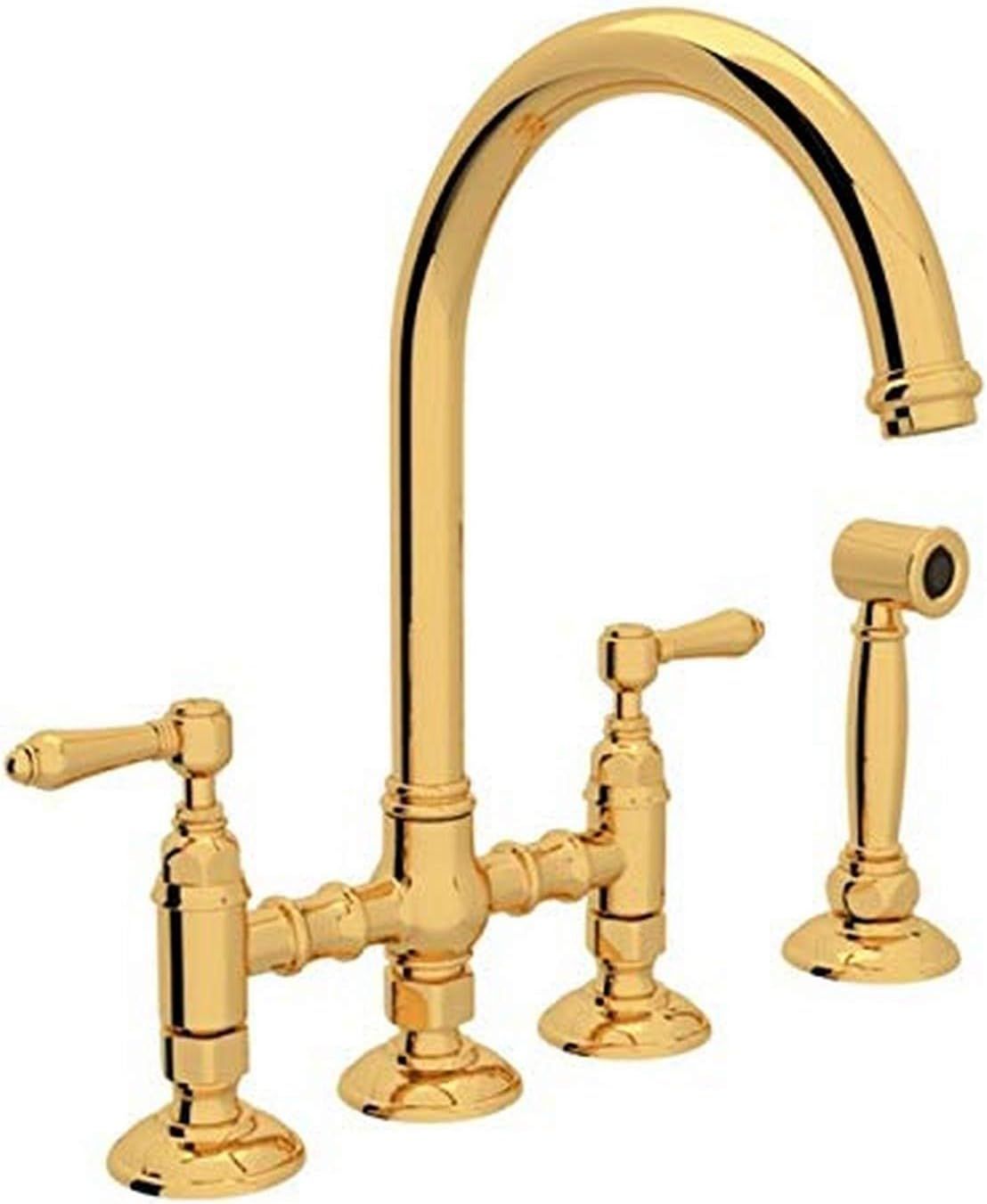 Classic Polished Nickel 14" Kitchen Faucet with Brass Finish and Sidespray