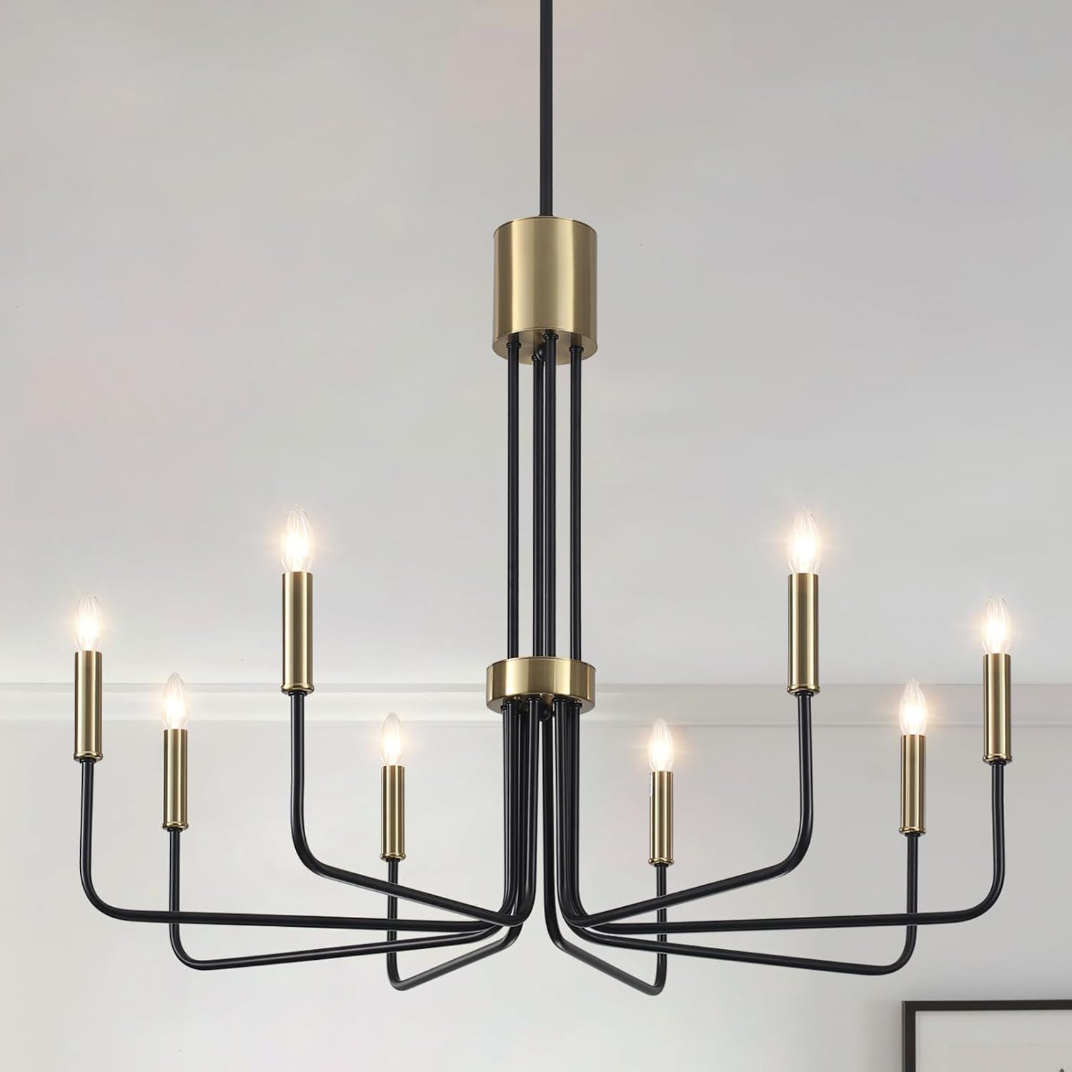 Black and Gold 8-Light Candle Style Chandelier