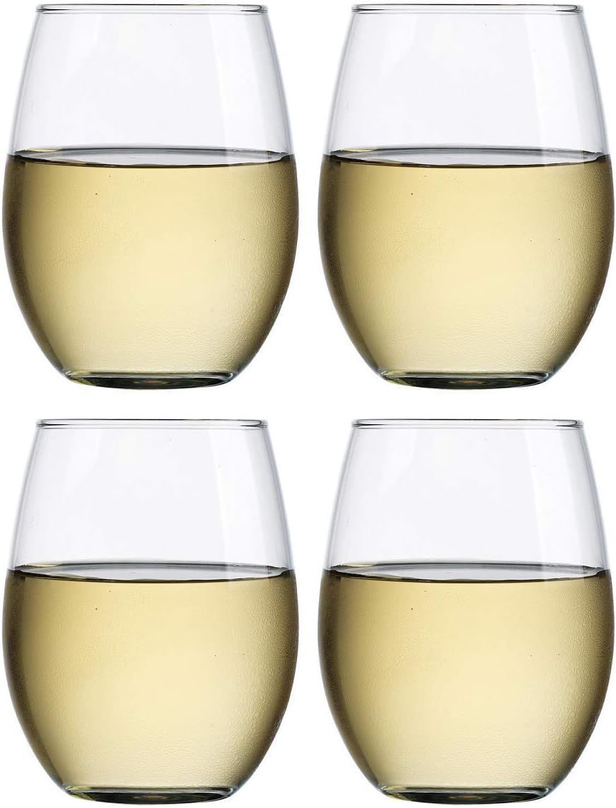 Modern Clear Glass 15oz Stemless Wine Glass Set of 4