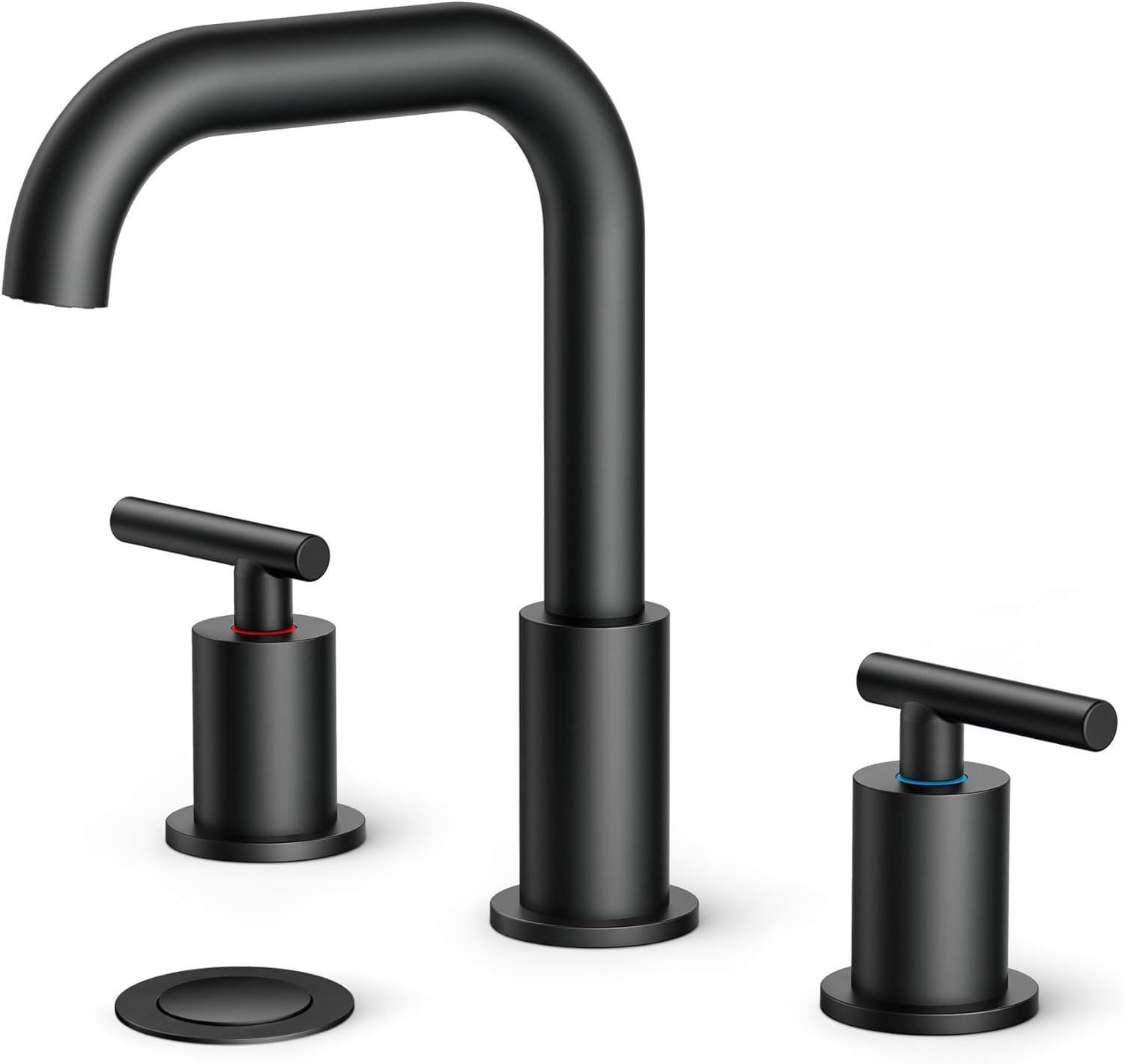 Matte Black 8" Widespread Bathroom Faucet with Pop-Up Drain