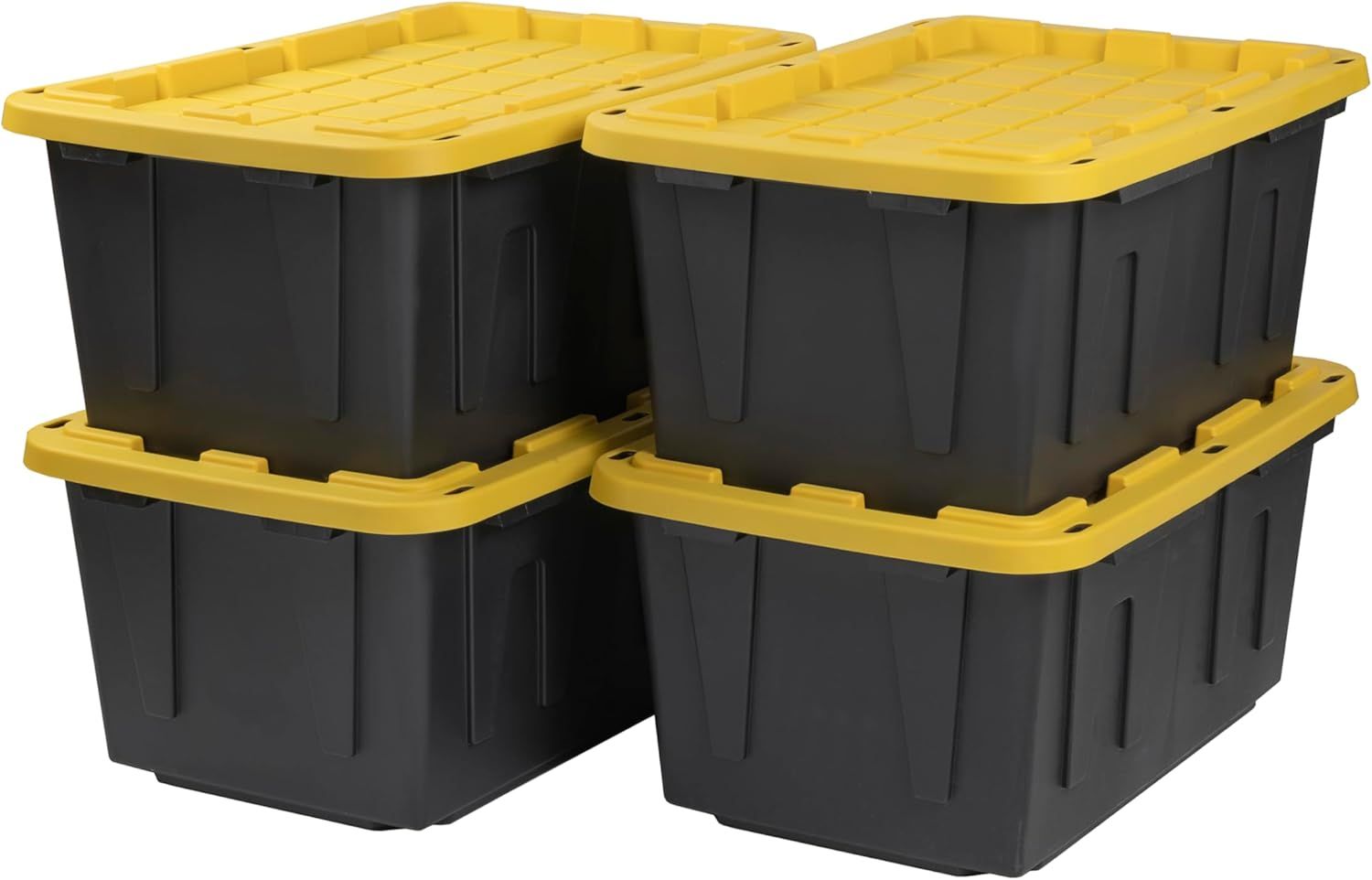 27-Gallon Black and Yellow Stackable Plastic Storage Containers with Lids