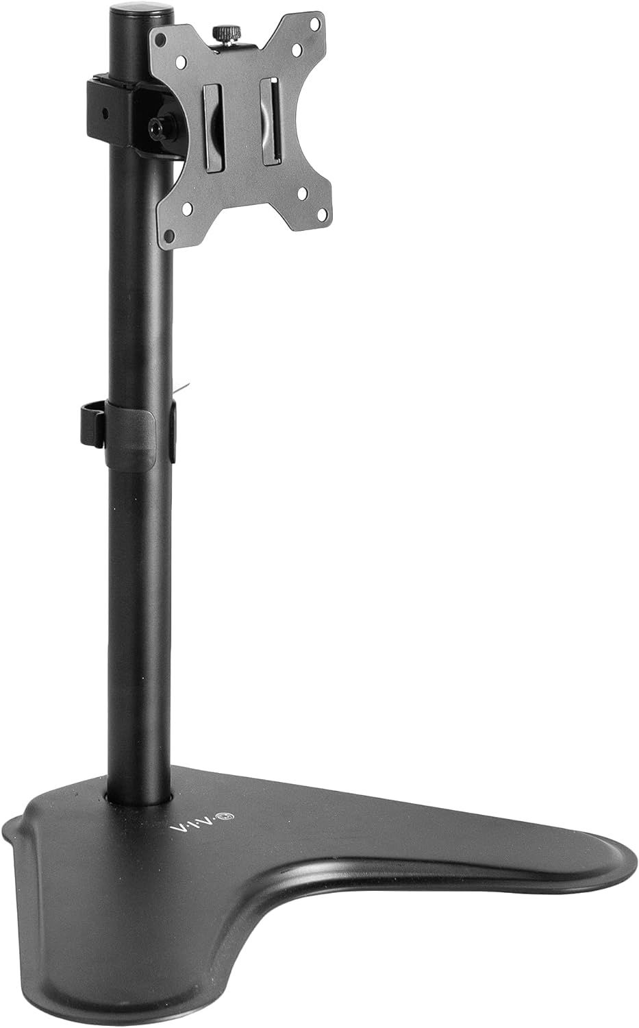 Black Adjustable Steel Single Monitor Desk Stand