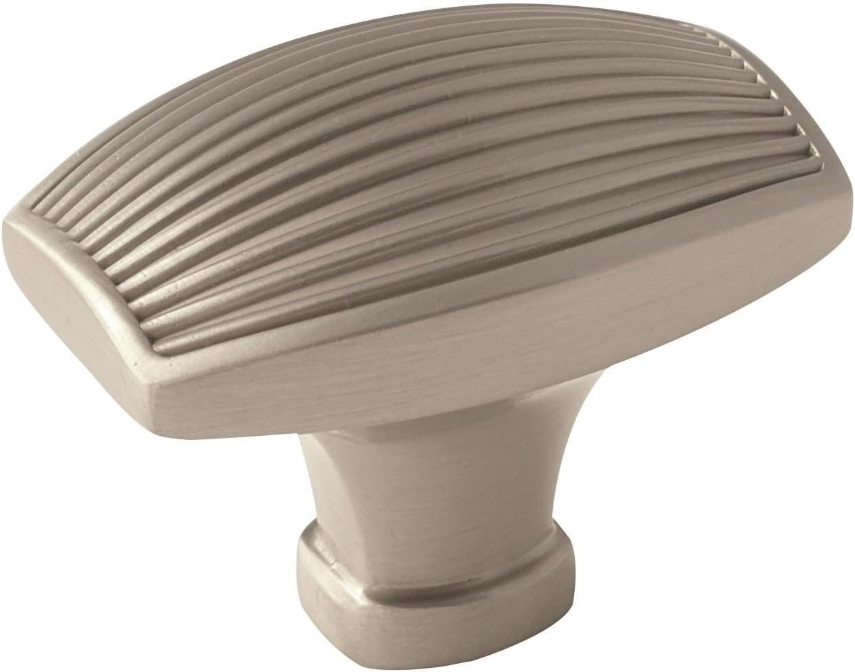 Satin Nickel Rectangular Cabinet Knob with Mounting Hardware