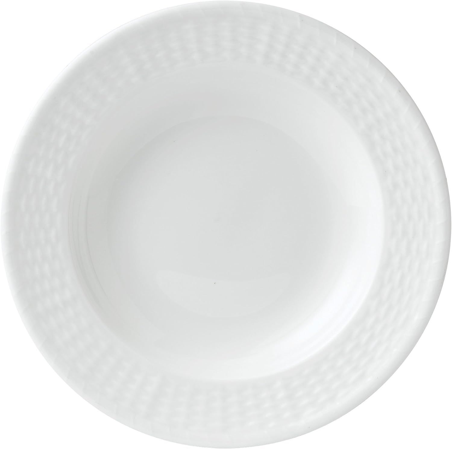 White Embossed Ceramic Soup and Salad Bowl