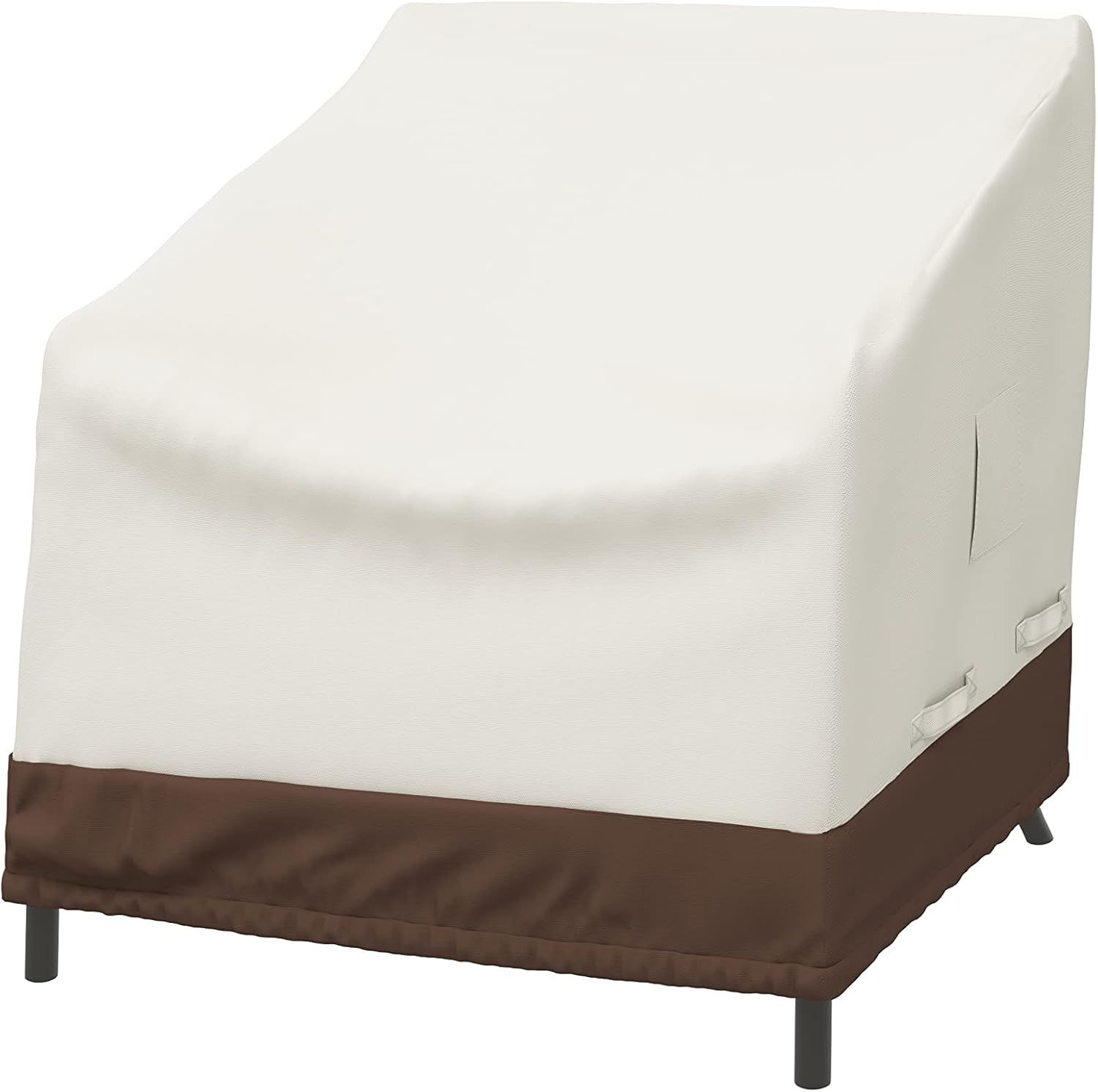 Beige and Brown Water Resistant Outdoor Patio Chair Covers, Set of 2