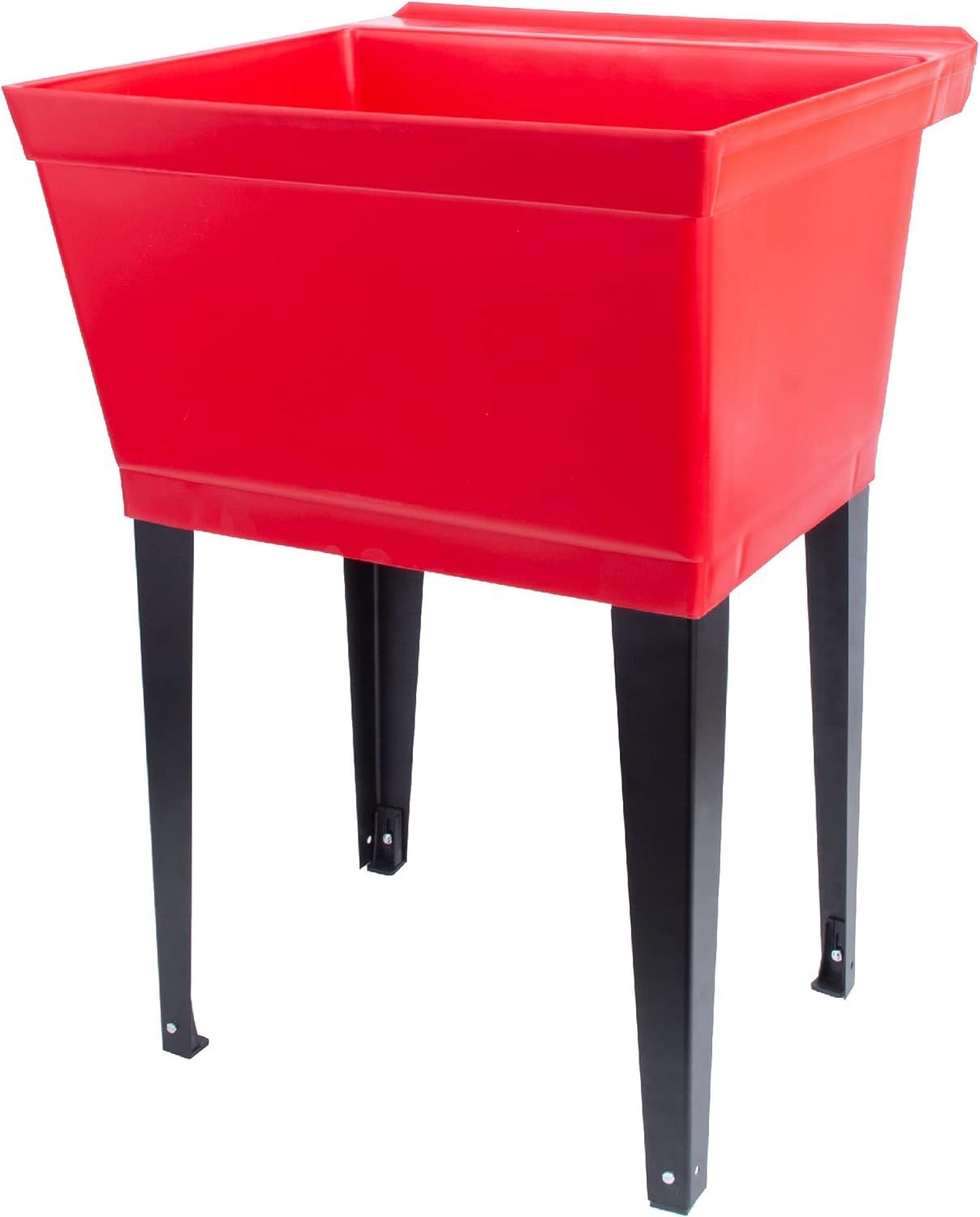 Red Freestanding Utility Sink with Black Steel Legs