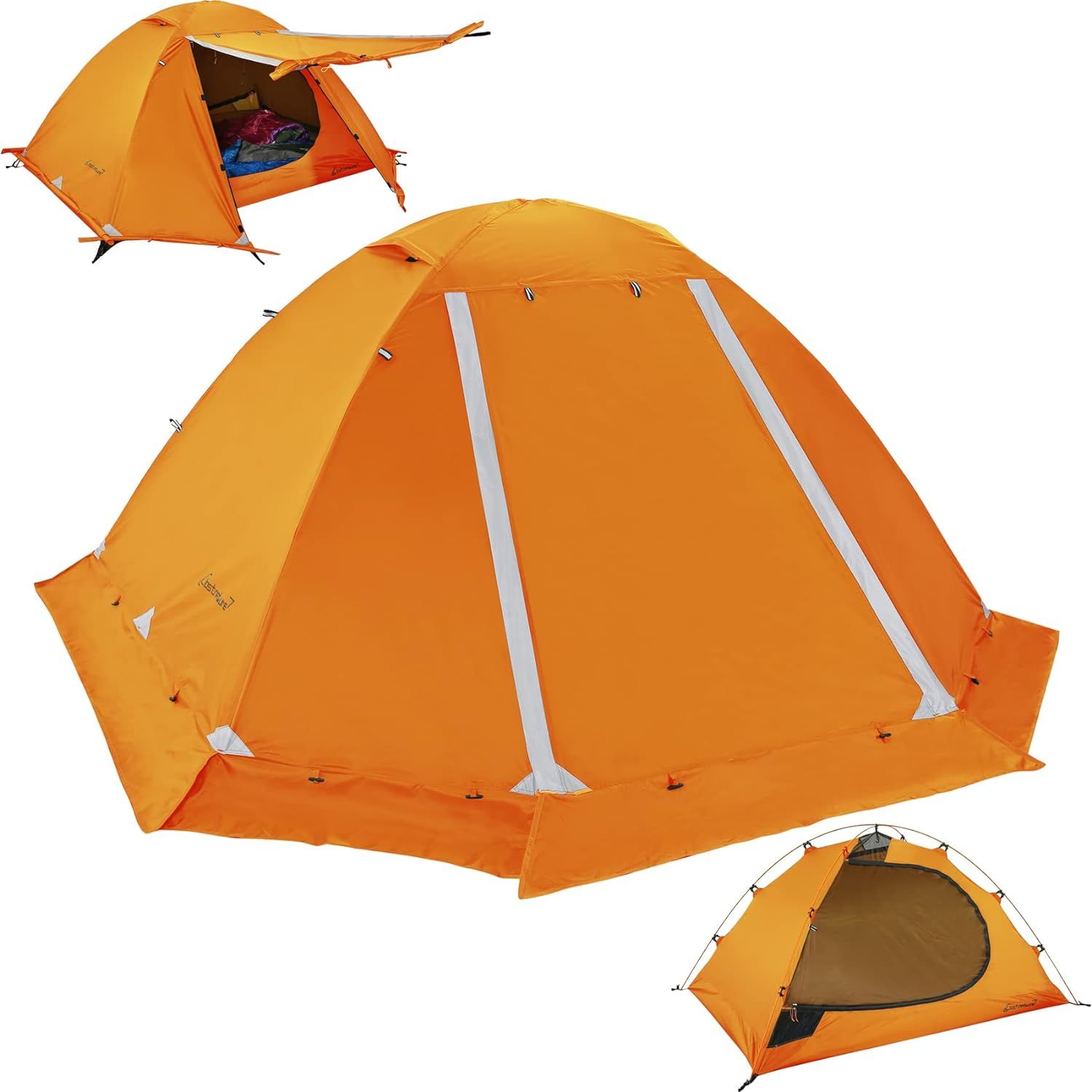 Ultralight Orange 4 Season 2 Room Camping Tent with Carry Bag