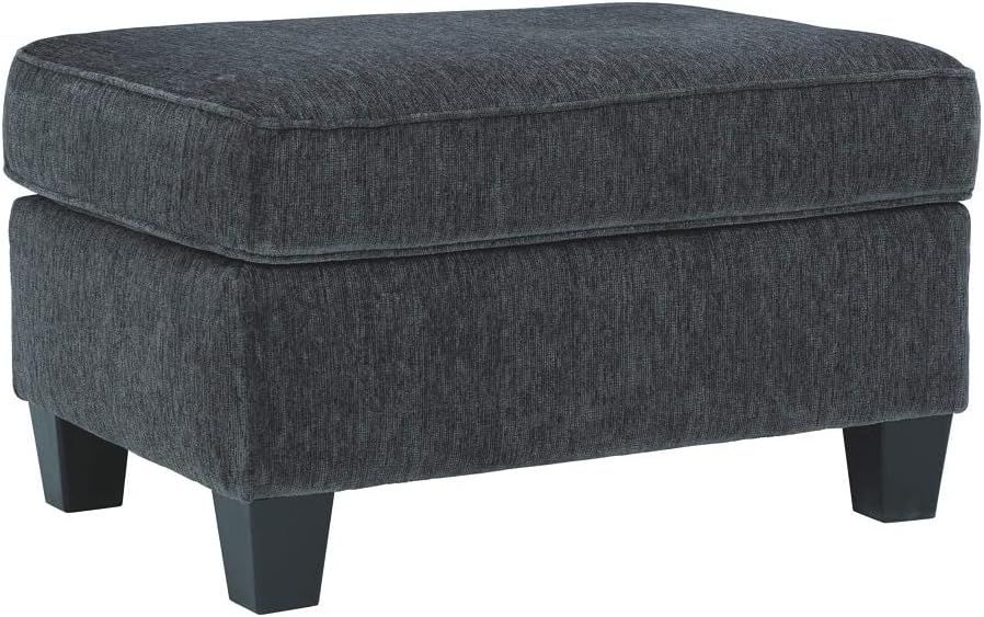 Contemporary Gray Chenille Oversized Footstool 39"x39"