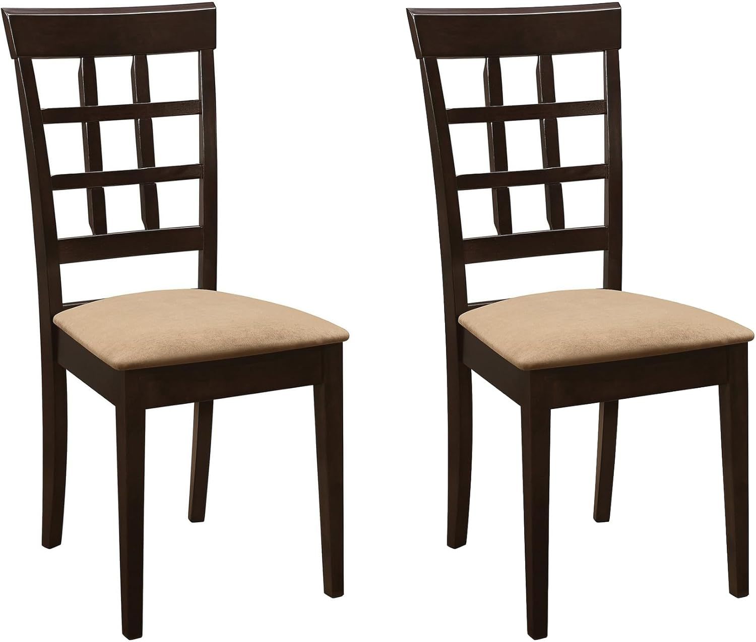 Tan Microfiber Upholstered Lattice Back Side Chair Set