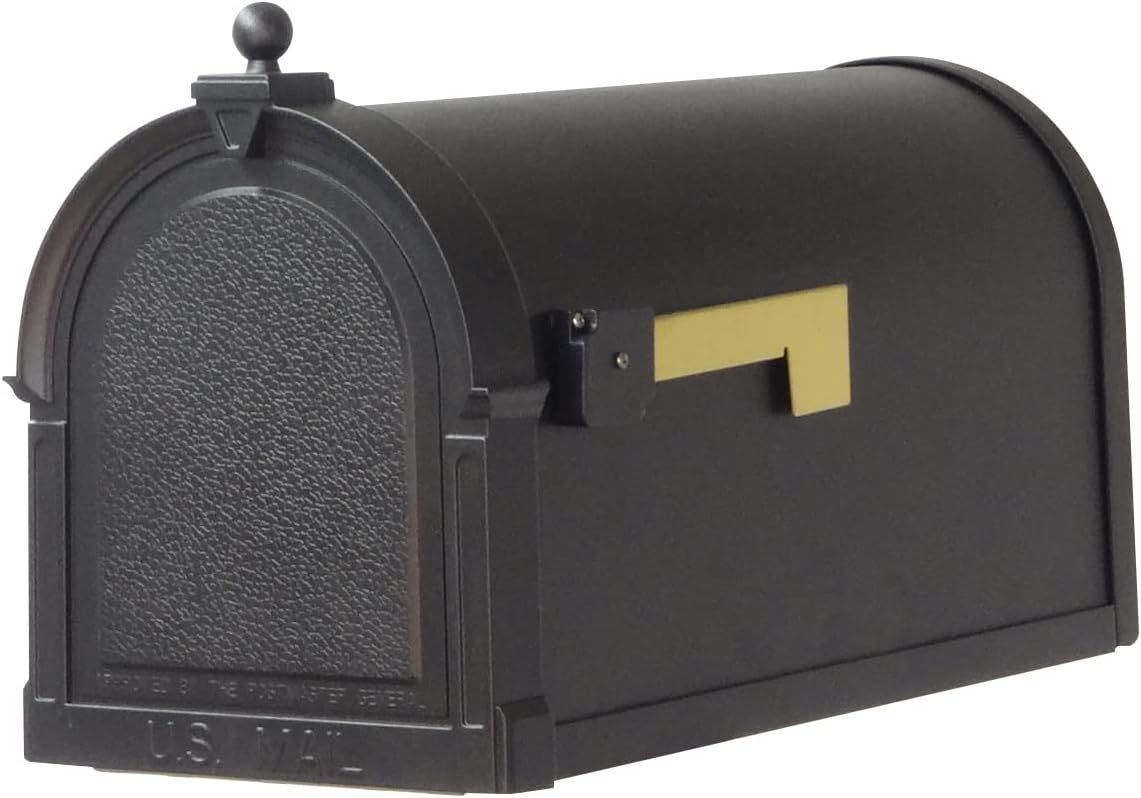 Black Aluminum Lockable Curbside Mailbox with Textured Panel