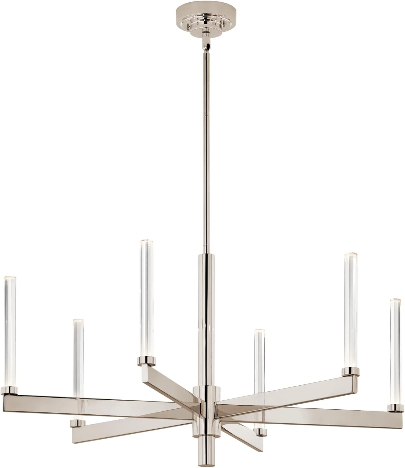 Polished Nickel and Crystal 6-Light LED Chandelier