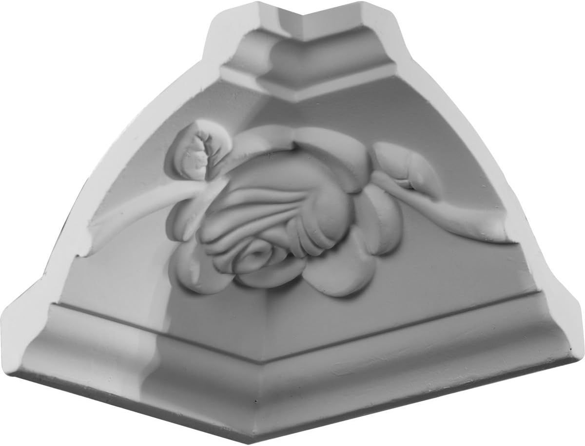 White Polyurethane Floral Crown Moulding Inside Corner