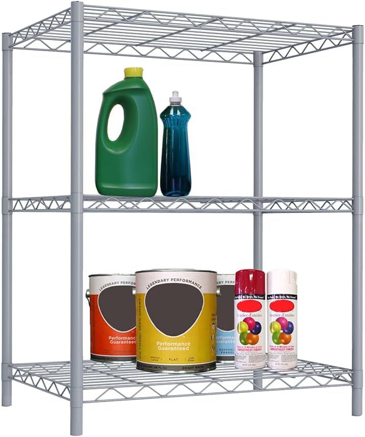 Grey 3-Tier Adjustable Wire Shelving Unit